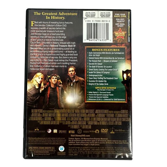 National Treasure 2 Book Of Secrets DVD 2007 Nicolas Cage Walt Disney 2 Discs - Picture 2 of 8